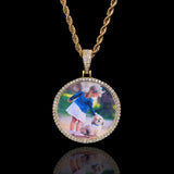 Hip Hop Round Photo Pendant Necklace with Cubic Zirconia in - Gift Box - FITINY Jewelry