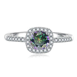 S925 Multicolor Moissanite Cushion Halo Adjustable Rings with Pavé-Set Band & Square Accents, 0.5ct-2ct D-Grade VVS Certificate, 12 Vibrant Colors, Sterling Silver Jewelry - FITINY Jewelry