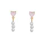 16 Pairs Pink Heart Stud Hoop Huggies Drop Earrings Set, 18K Gold Plated Stacking CZ & Pearl Designs, Planet Snowflake Moon Star - FITINY Jewelry