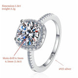 S925 Multicolor Moissanite Cushion Halo Adjustable Rings with Pavé-Set Band & Square Accents, 0.5ct-2ct D-Grade VVS Certificate, 12 Vibrant Colors, Sterling Silver Jewelry - FITINY Jewelry