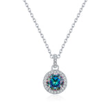 Geometric Rainbow Moissanite Pendant Necklace in Sterling Si - Front View - FITINY Jewelry