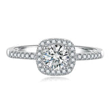 S925 Multicolor Moissanite Cushion Halo Adjustable Rings with Pavé-Set Band & Square Accents, 0.5ct-2ct D-Grade VVS Certificate, 12 Vibrant Colors, Sterling Silver Jewelry - FITINY Jewelry