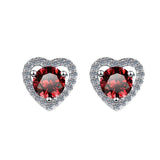 S925 Colorful Moissanite/CZ Heart Shape Halo Stud Earrings, 0.5ct D-Grade VVS Certificate, Hypoallergenic Sterling Silver Gift - FITINY Jewelry