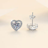 S925 Colorful Moissanite/CZ Heart Shape Halo Stud Earrings, 0.5ct D-Grade VVS Certificate, Hypoallergenic Sterling Silver Gift - FITINY Jewelry