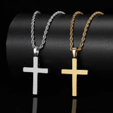 Oversized Hip Hop Cross Necklace for Men – White Gold Plated - On Model View - FITINY