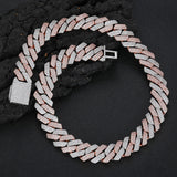 Triple-Row Diamond-Cut Cuban Chain Necklace with Cubic Zirco - On Model View - FITINY