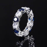 S925 Geometric Stackable Band CZ Ring, 5mm Cubic Zirconia, Sterling Silver Retro Statement Ring for Men and Women - FITINY Jewelry