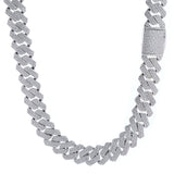 Triple-Row Diamond-Cut Cuban Chain Necklace with Cubic Zirco - Front View - FITINY Jewelry