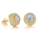 Iced Out CZ 18k Dazzling Stud Earrings, S925 Silver Post, 4 Style Options, Hip Hop Hypoallergenic 4A Cubic Zirconia Bling Studs for Men and Women - FITINY Jewelry