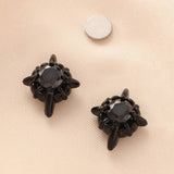 Multicolor Stainless Steel Magnetic 4-Pointed Star CZ Stud Earrings for Men Women, Round Cubic Zirconia Inlaid Magnetic Earrings Non-Piercing Clip On Stud Earring - FITINY Jewelry