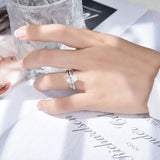 FITINY D-Grade Moissanite Drop Ring Set – 2ct Solitaire Engagement Ring + Stackable Band for Women