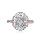 Multicolor Ice Flower Cut Oval CZ Adjustable Ring, 10*14mm 8A Cubic Zirconia, Two-Tone Pave CZ Band, Dainty Luxe - FITINY Jewelry