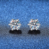 S925 Magnetic Moissanite / CZ Stud Earrings for Men Women, 1ct 6.5mm 6-Prong Round Cut, Inlaid Magnetic Earrings Non-Piercing Clip On Stud Earring - FITINY Jewelry