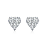Delicate Heart-Shaped Moissanite Stud Earrings in Sterling S - Front View - FITINY Jewelry