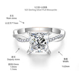 Front-facing studio shot of FITINY princess-cut moissanite solitaire ring on white background