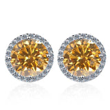 S925 Multicolor Moissanite Halo Stud Earrings, Sterling Silver 10 Color Round-Cut Certificated Moissanite Jewelry for Men & Women, Simple & Stylish Gift for Wedding, Birthday, Anniversary - FITINY Jewelry