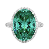 Nest Cut Para Green Oval CZ Halo Jewelry Set, 5A Cubic Zirconia, White Gold Necklace, Earrings, Adjustable Ring, Dainty Luxe - FITINY Jewelry