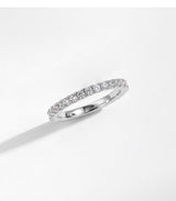 Geometric Moissanite-Pave Ring in Sterling Silver – Stackable Minimalist Band