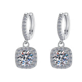 S925 Colorful Moissanite Halo Earrings with Pavé-Set Halo & Hoop, VVS1 Certified, 12 Vibrant Colors , Sterling Silver - FITINY Jewelry