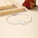 Minimalist Heart-Shaped Moissanite Bracelet in Sterling Silv - On Model View - FITINY