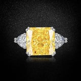 Multicolor Ice Flower Cut Square CZ Adjustable Ring, 12*12mm 8A Main Cubic Zirconia, Two Heart Side CZ, Dainty Luxe - FITINY Jewelry