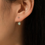 Geometric Blue-Green Moissanite Stud Earrings in Sterling Si - Side View - FITINY