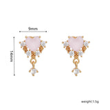 16 Pairs Pink Heart Stud Hoop Huggies Drop Earrings Set, 18K Gold Plated Stacking CZ & Pearl Designs, Planet Snowflake Moon Star - FITINY Jewelry