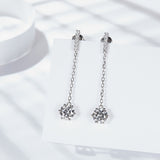Front view of FITINY S925 silver moissanite drop earrings on white background