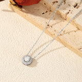 Round Moissanite Pendant Necklace in Sterling Silver – Delic - On Model View - FITINY