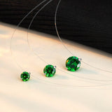 S925 Multicolor Mermaid Tear Floating CZ Necklace, Sterling Silver Invisible Fishing Line 6-8mm Cubic Zirconia Pendant, 40+5cm Adjustable Dainty Minimalist Choker - FITINY Jewelry