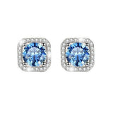S925 Colorful Moissanite/CZ Square Halo Earrings, 0.5-1ct D-Grade VVS Certificate, Hypoallergenic Sterling Silver Jewelry Gift - FITINY Jewelry