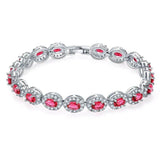 Colorful CZ Halo Tennis Bracelet, Multicolor Gemstone Bridal Jewelry, Unique Pattern Gift for Her, Cubic Zirconia Bridesmaid Bracelet - FITINY Jewelry