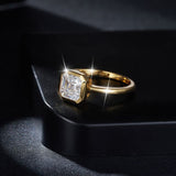 Modern Geometric Moissanite Ring – 2 Carat Square Cut in Ste - On Model View - FITINY