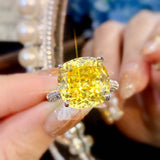 Multicolor Star Cut Bold Square CZ Adjustable Ring, Super Sparkling 14*14mm Main Cubic Zirconia, Pavé CZ Band, Dainty Luxe - FITINY Jewelry