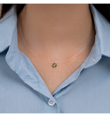 S925 Multicolor Mermaid Tear Floating CZ Necklace, Sterling Silver Invisible Fishing Line 6-8mm Cubic Zirconia Pendant, 40+5cm Adjustable Dainty Minimalist Choker - FITINY Jewelry