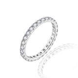 Stackable Moissanite Circle Ring – 2mm Thin Gold-Plated Ster - Front View - FITINY Jewelry