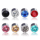 Multicolor Stainless Steel Magnetic Round Stud Earrings for Men Women, 6mm Round CZ Inlaid Magnetic Earrings Non-Piercing Clip On Stud Earring - FITINY Jewelry