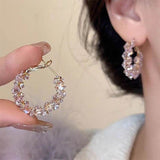 Dazzling Irregular Crystal Circle Hoop Earrings with S925 Sterling Silver Post, New Trend Elegant Geometry Earrings for Women Gifts - FITINY Jewelry