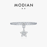 Star-Shaped Moissanite Ring in Sterling Silver – Delicate Ce - On Model View - FITINY