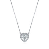Delicate Heart-Shaped Moissanite Pendant Necklace in Sterlin - Front View - FITINY Jewelry