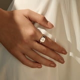 Geometric Cross Signet Ring in Sterling Silver with Moissani - Side View - FITINY