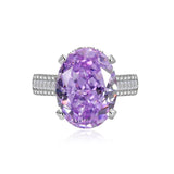 Multicolor Ice Flower Cut Oval CZ Adjustable Ring, Triple Pave Band, 12*16mm 5A Cubic Zirconia, 4 Color Options, Dainty Luxe - FITINY Jewelry