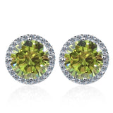 S925 Multicolor Moissanite Halo Stud Earrings, Sterling Silver 10 Color Round-Cut Certificated Moissanite Jewelry for Men & Women, Simple & Stylish Gift for Wedding, Birthday, Anniversary - FITINY Jewelry