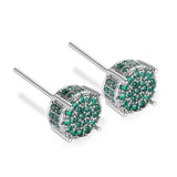 Multicolor Iced Out CZ Micro Pave Round Stud Earrings for Men Women, Hiphop 4-Prong 5A Cubic Zirconia Bling Fashion Studs, 14k White Gold Post - FITINY Jewelry