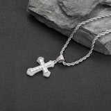 Geometric Cross Pendant Necklace with Cubic Zirconia Stones - Front View - FITINY Jewelry
