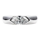 S925 18k Marquise Moissanite Wedding Engagement Ring, 5*10mm 1ct VVS D-Gragde Certified, 18K White Gold & Rhodium Plated Vintage-Inspired Luxury Solitaire for Her Him - FITINY Jewelry