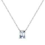 Emerald-Cut Moissanite Pendant Necklace in Sterling Silver – - Front View - FITINY Jewelry