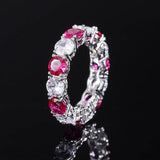 S925 Geometric Stackable Band CZ Ring, 5mm Cubic Zirconia, Sterling Silver Retro Statement Ring for Men and Women - FITINY Jewelry