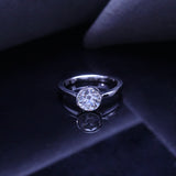 Geometric Round Moissanite Ring in Sterling Silver – 1 Carat - On Model View - FITINY