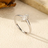 Marquise-Cut Moissanite Ring in Sterling Silver – Elegant Sl - Detail View - FITINY Jewelry
